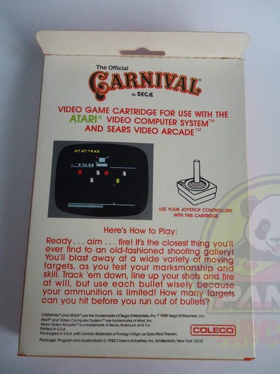 CARNIVAL ATARI  VCS 2600-NTSC-BRAND NEW.