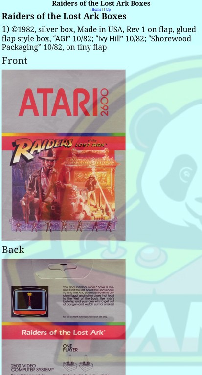 RAIDERS OF THE LOST ARK-ATARI VCS 2600-BRAND NEW-NTSC
