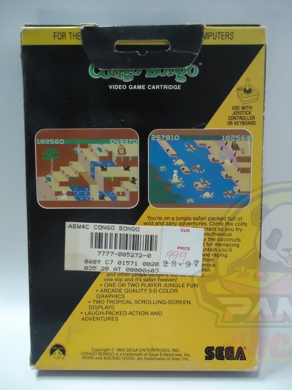 CONGO BONGO - ATARI 400/800/1200XL- CARTRIDGE-NTSC-BRAND NEW.