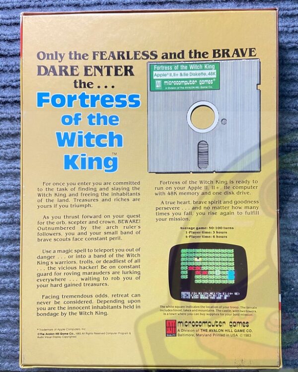 FORTRESS OF THE WITCH KING-APPLE II/II+/IIe/IIc-NTSC-BRAND NEW.