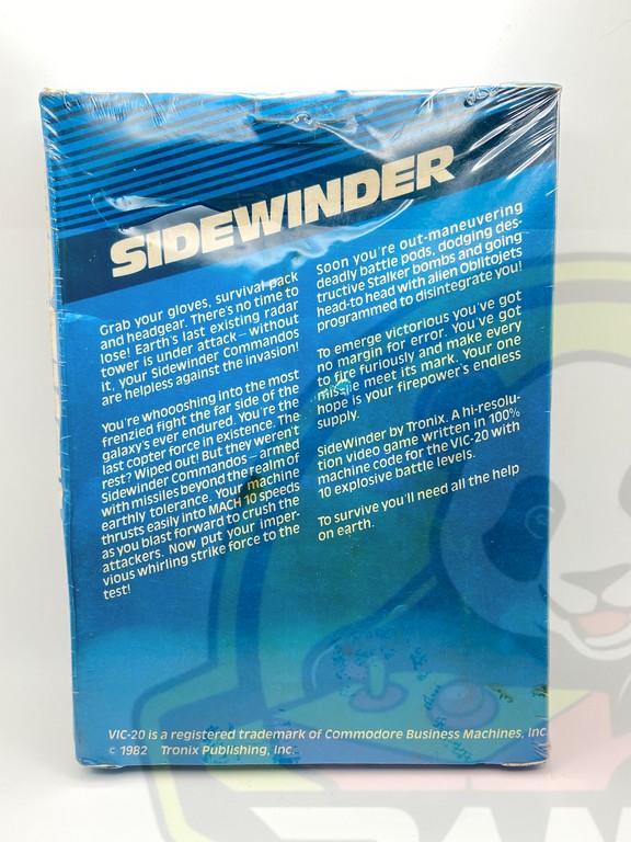 SIDEWINDER-COMMODORE VIC 20-CASSETTE-NTSC-BRAND NEW.