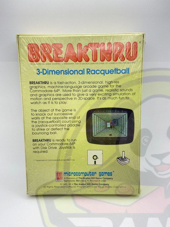 BREAKTHRU-COMMODORE 64-NTSC-BRAND NEW.