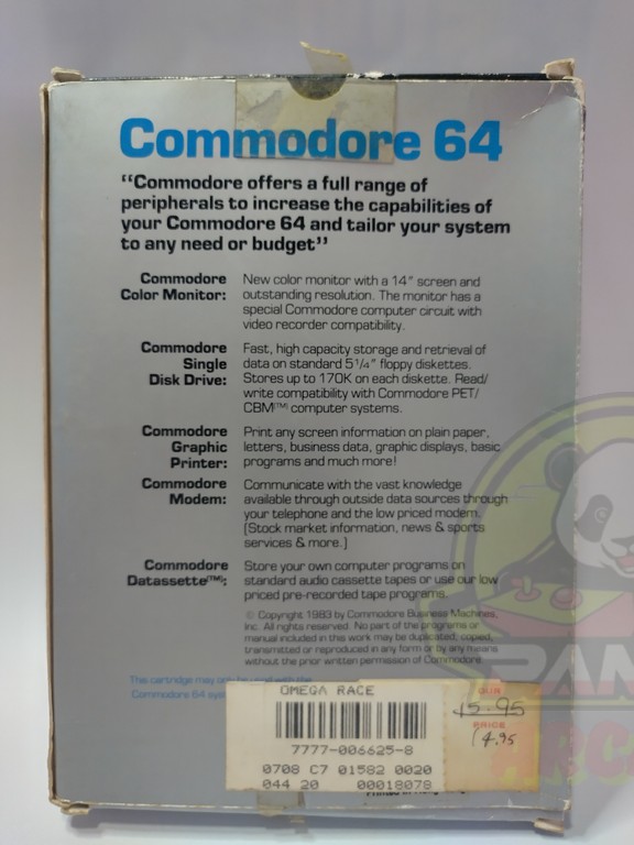 OMEGA RACE- COMMODORE 64-NTSC-BRAND NEW.