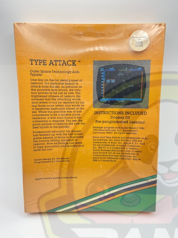 TYPE ATTACK-COMMODORE 64-DISKETTE-NTSC-BRAND NEW.